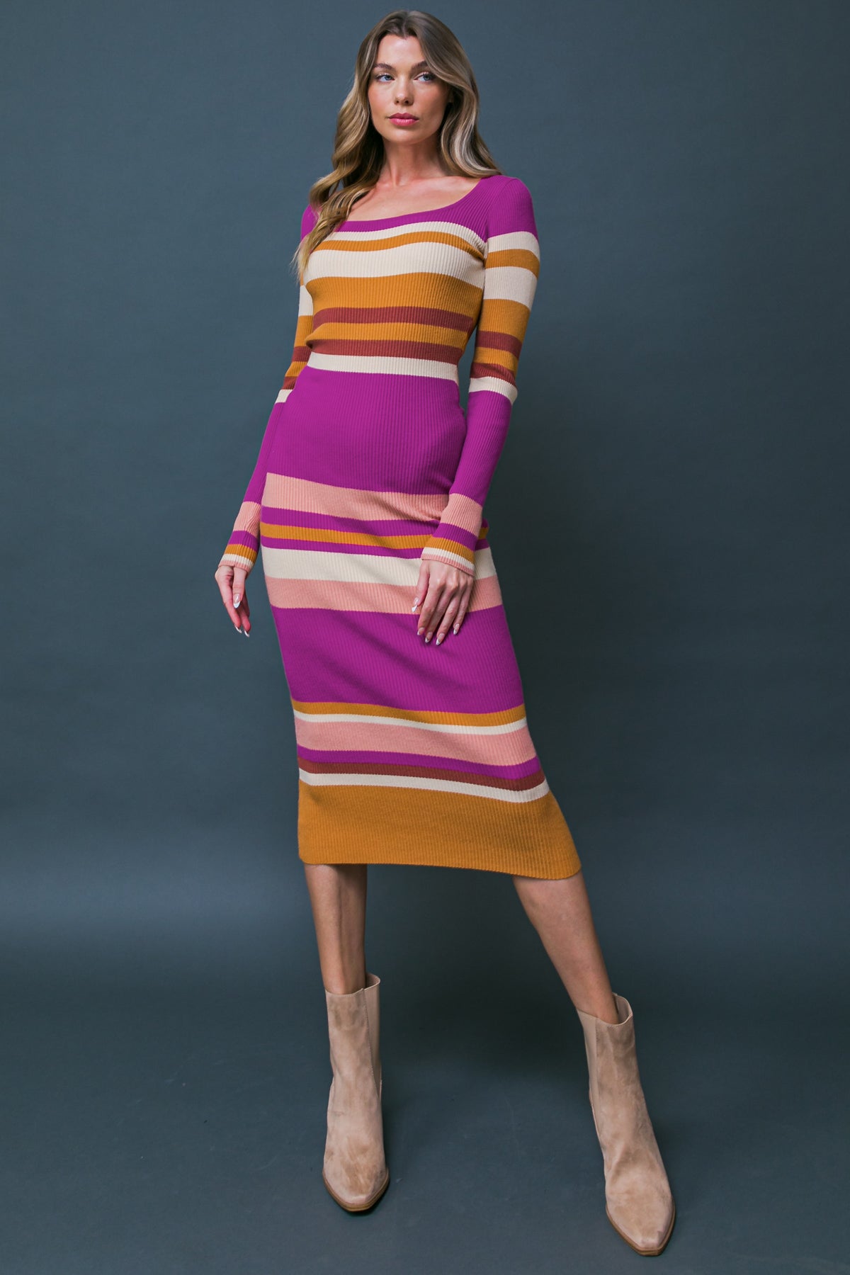 EVENING OF ELEGANCE SWEATER MIDI DRESS Flying Tomato